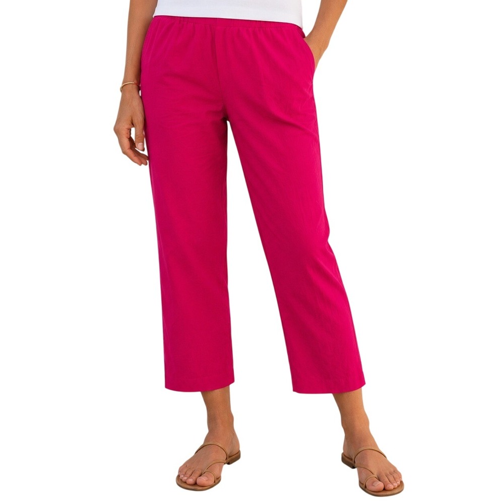 Jean-Pierre Klifa Paris Womens Fuchsia Pink Elastic Waist Ankle Pants Size L